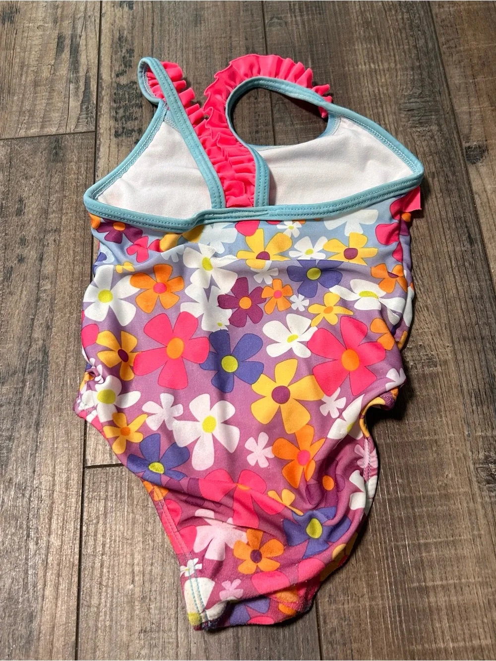 Disney Toddler Girl Elsa Anna Olaf Floral Ruffle Lined 1-Piece Swimsuit Multi 2T